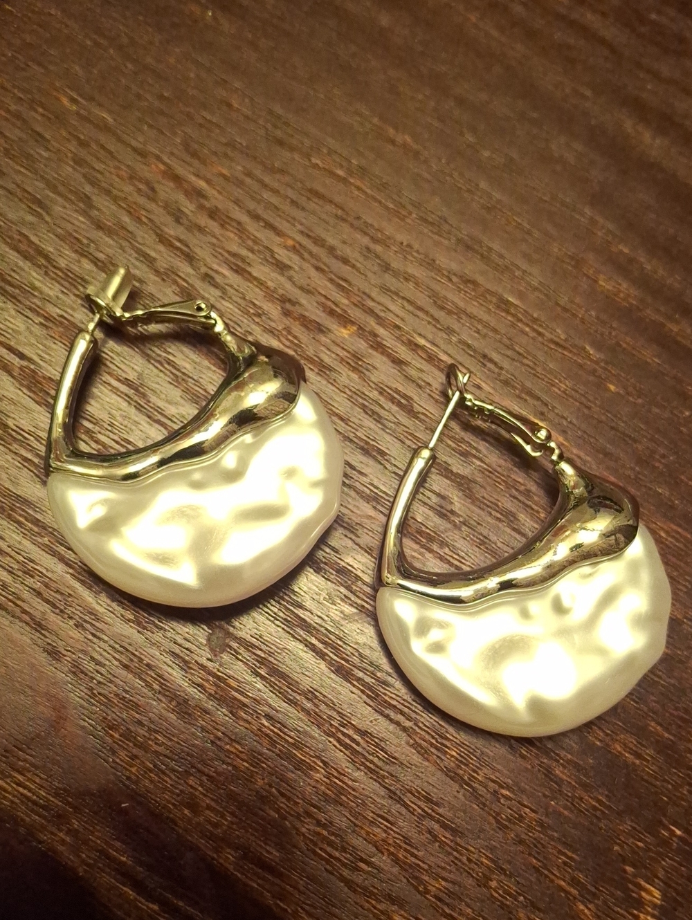 Anthropology Pearl-Effect Silver Hoop Earrings - Elegant White Drops